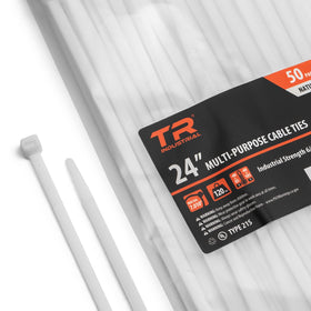 TR Industrial front pack of 50 cable ties showing product quantity and length