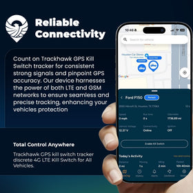 Trackhawk VL03 built-in backup battery sustaining monitoring during power loss.