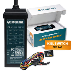 Trackhawk VL03 hero image showing a compact GPS tracker with real-time location visibility.