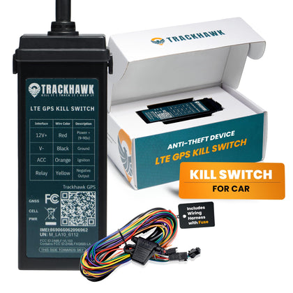 Trackhawk VL03 hero image showing a compact GPS tracker with real-time location visibility.