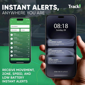Tracki Pro in urban parking scene showing theft prevention and monitoring benefit