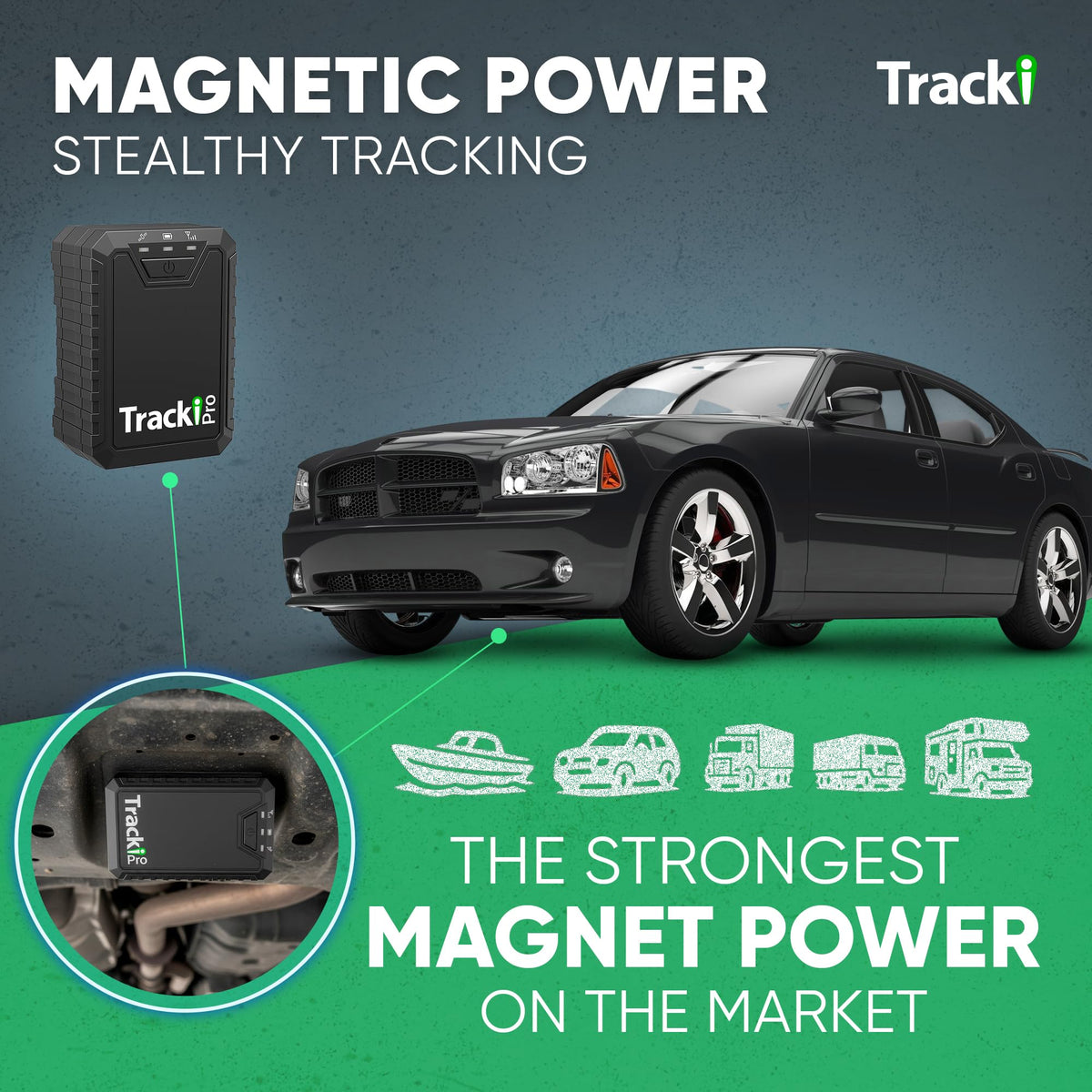 Tracki Pro mounted under car illustrating discreet vehicle protection benefit