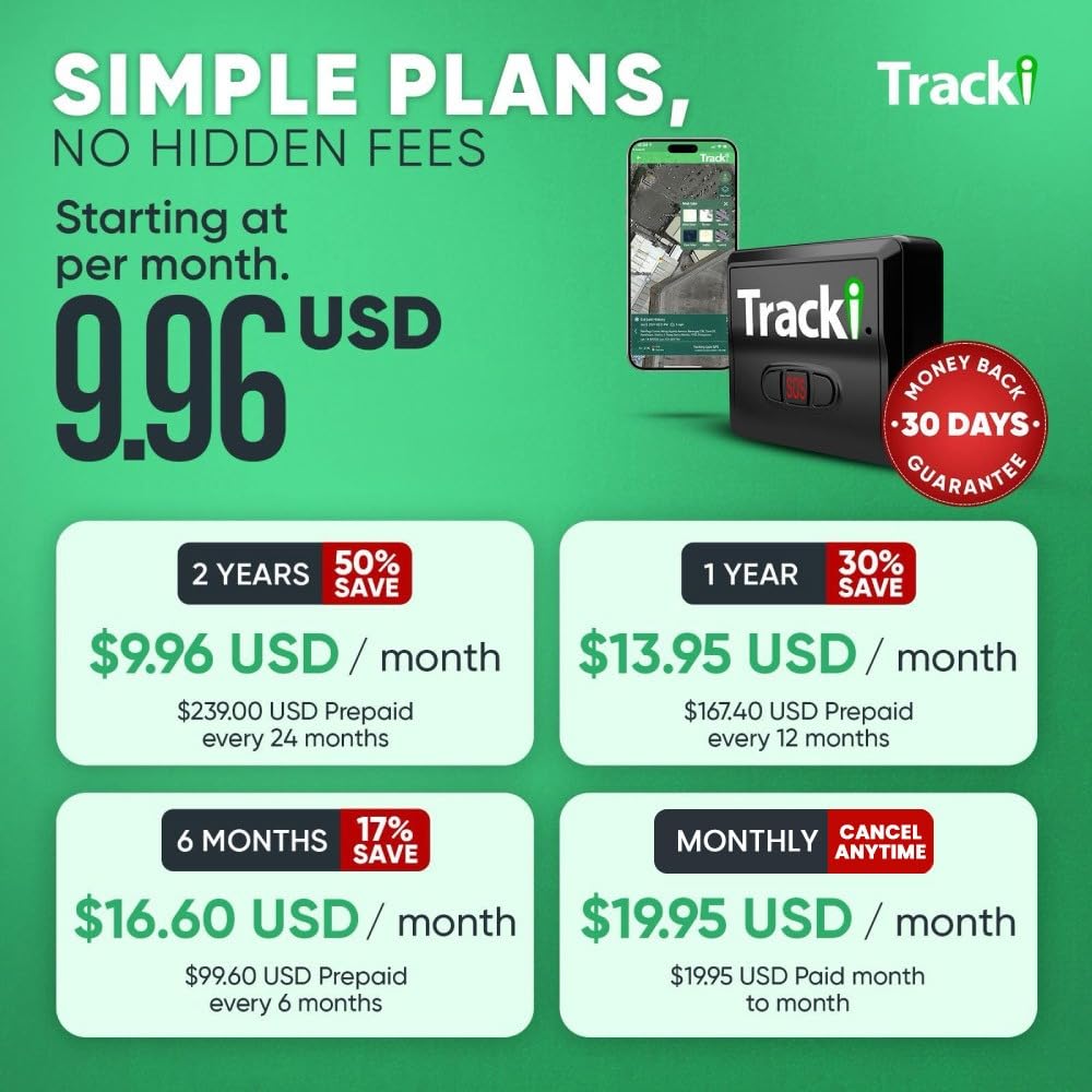 Tracki rechargeable battery delivers steady real-time updates.