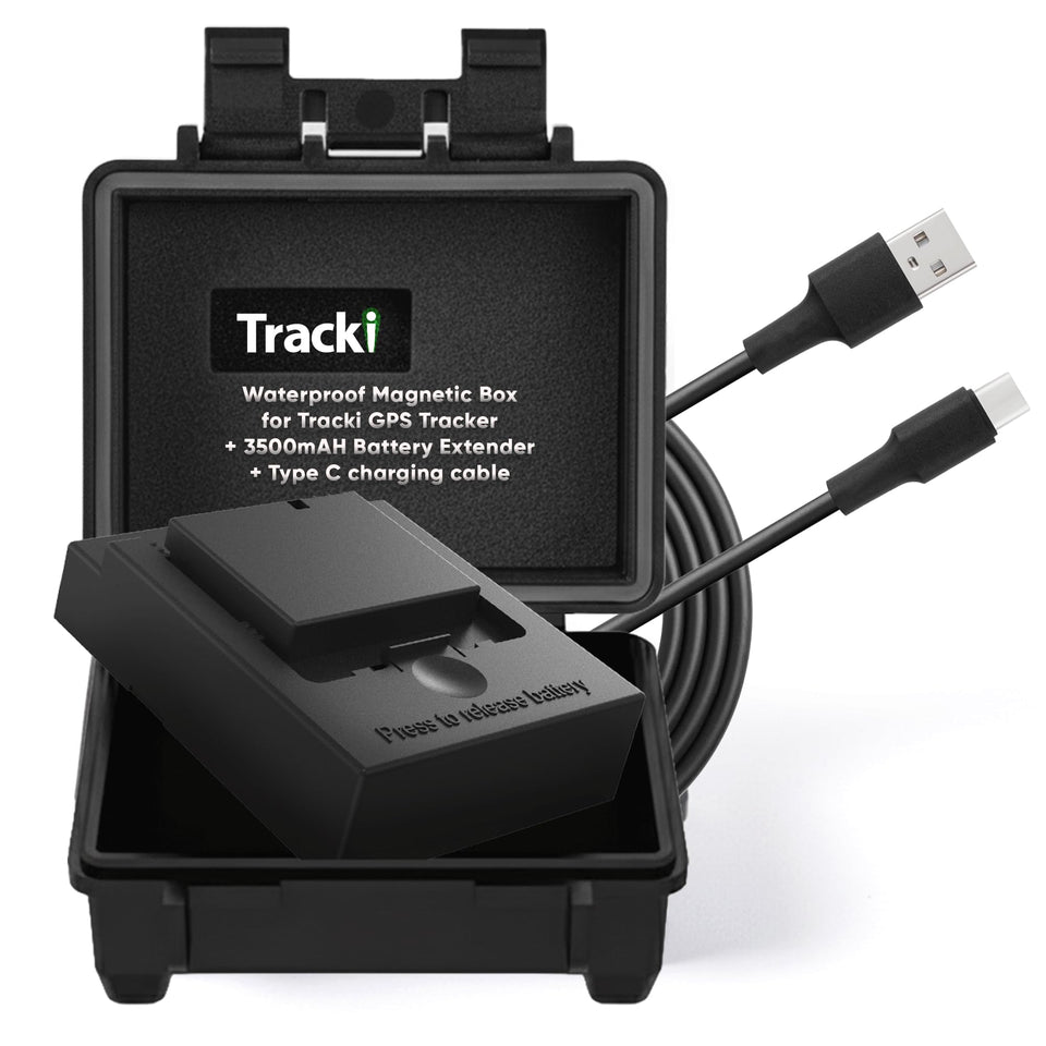 Tracki waterproof magnetic mini box for discreet vehicle tracking in all weather.