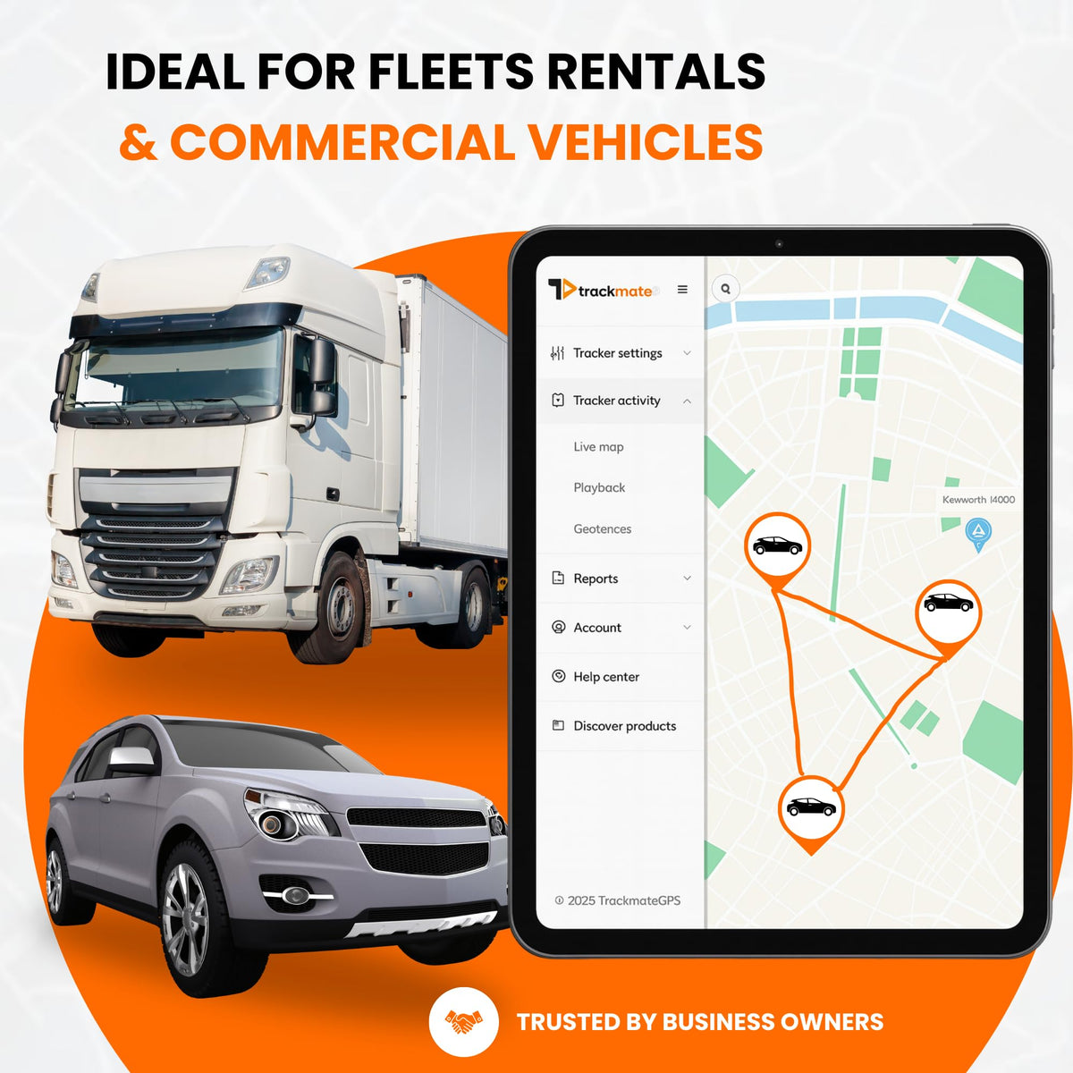 TrackmateGPS Dash T11 geofence alerts displayed on map for perimeter security