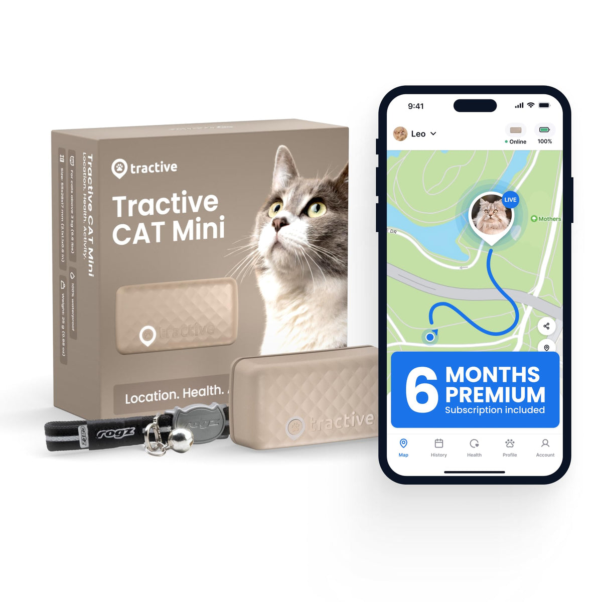 Tractive Cat Mini live tracking shows your cat’s location in real time for peace of mind.