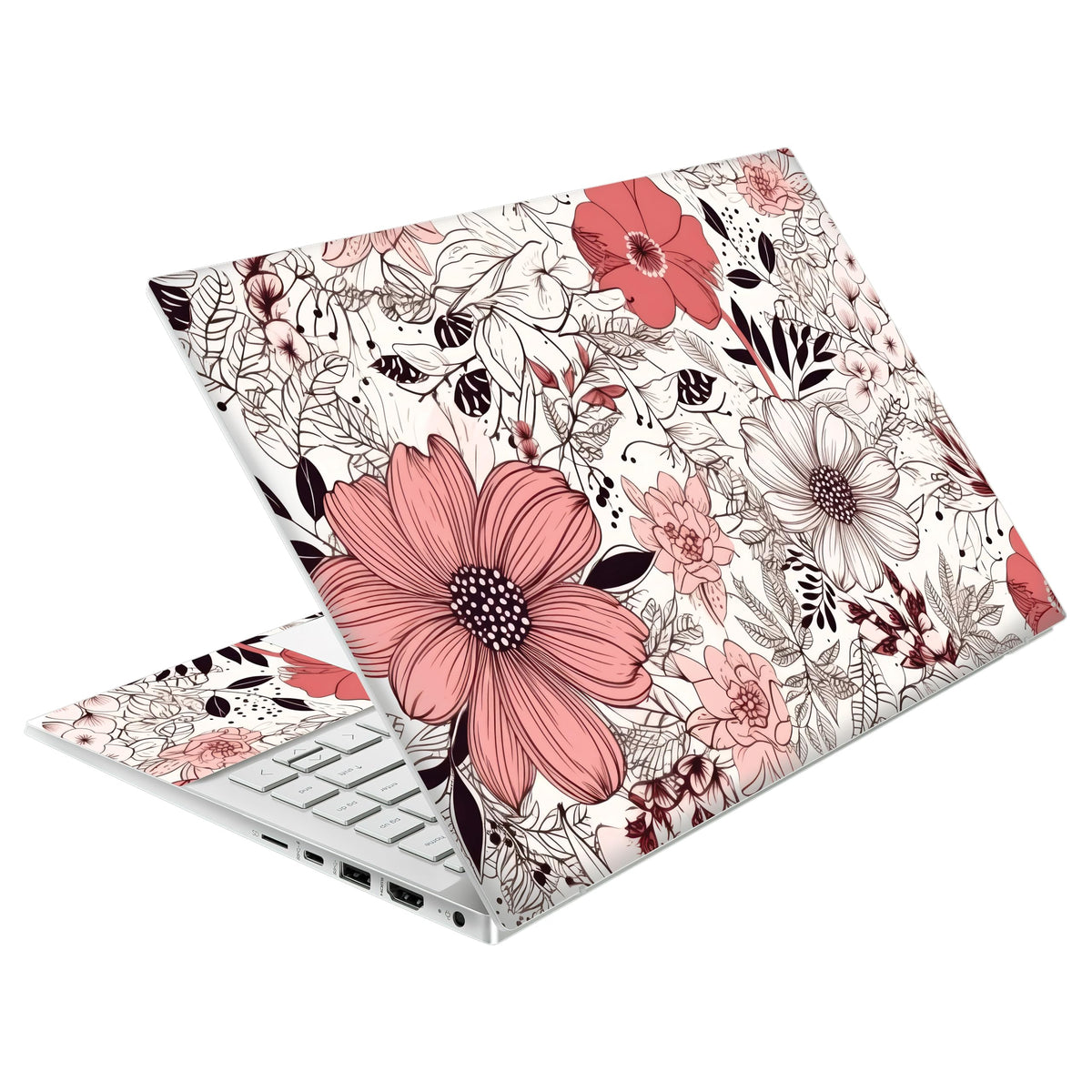TracyArt botanical laptop skin front cover showing full design and protection