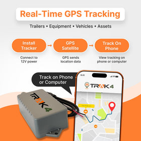 Trak-4 global coverage map illustrating worldwide tracking capability with 4G LTE and GPS.