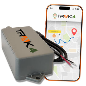Trak-4 hardwired installation with two-wire harness enabling continuous tracking for trailers and equipment.