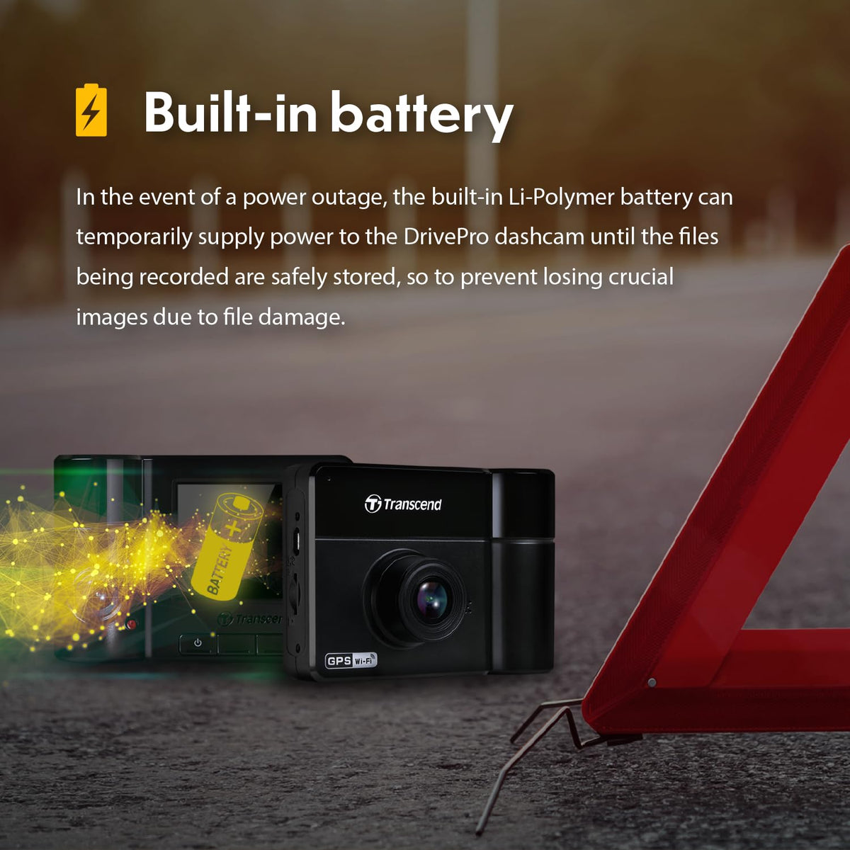 Transcend DP550B-64G ADAS aids lane and collision warnings