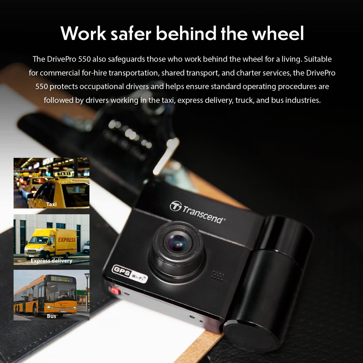 Transcend DP550B-64G high-sensitivity sensors for crisp night recording
