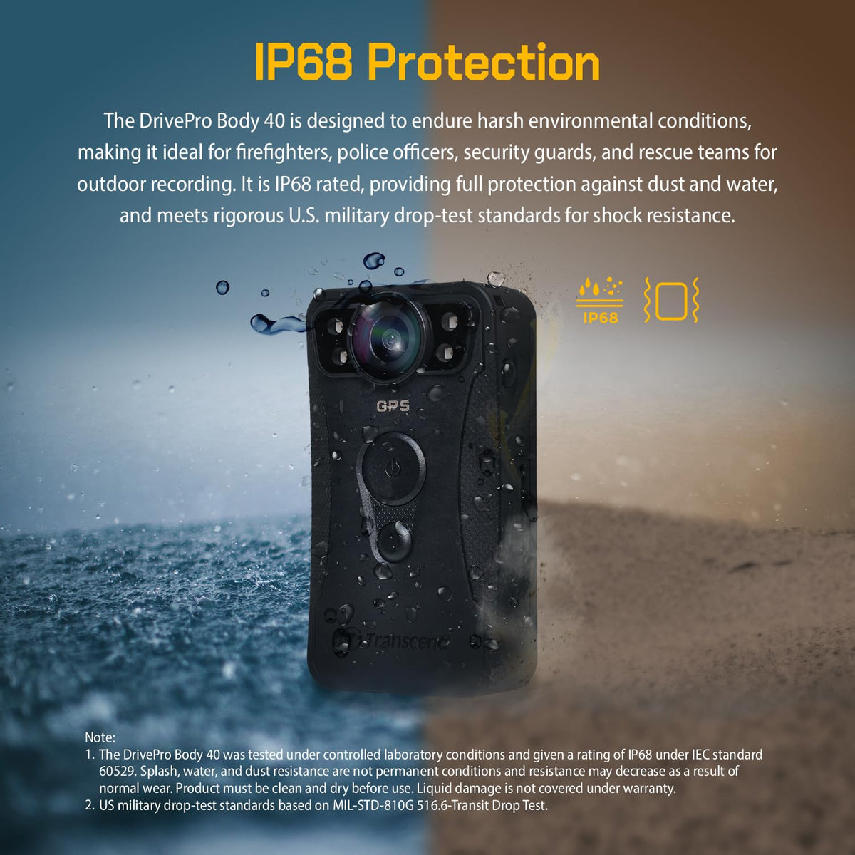 Transcend DPB40 DrivePro Body Camera GPS tagging provides geolocation data