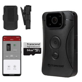 Transcend DrivePro Body 10 front view, compact wearable camera for daily use.