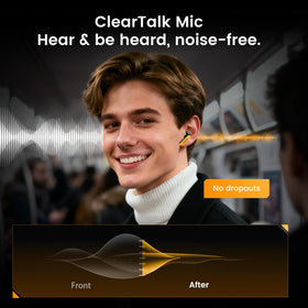 Transformers Bumblebee earbuds worn secure ergonomic fit for long sessions.