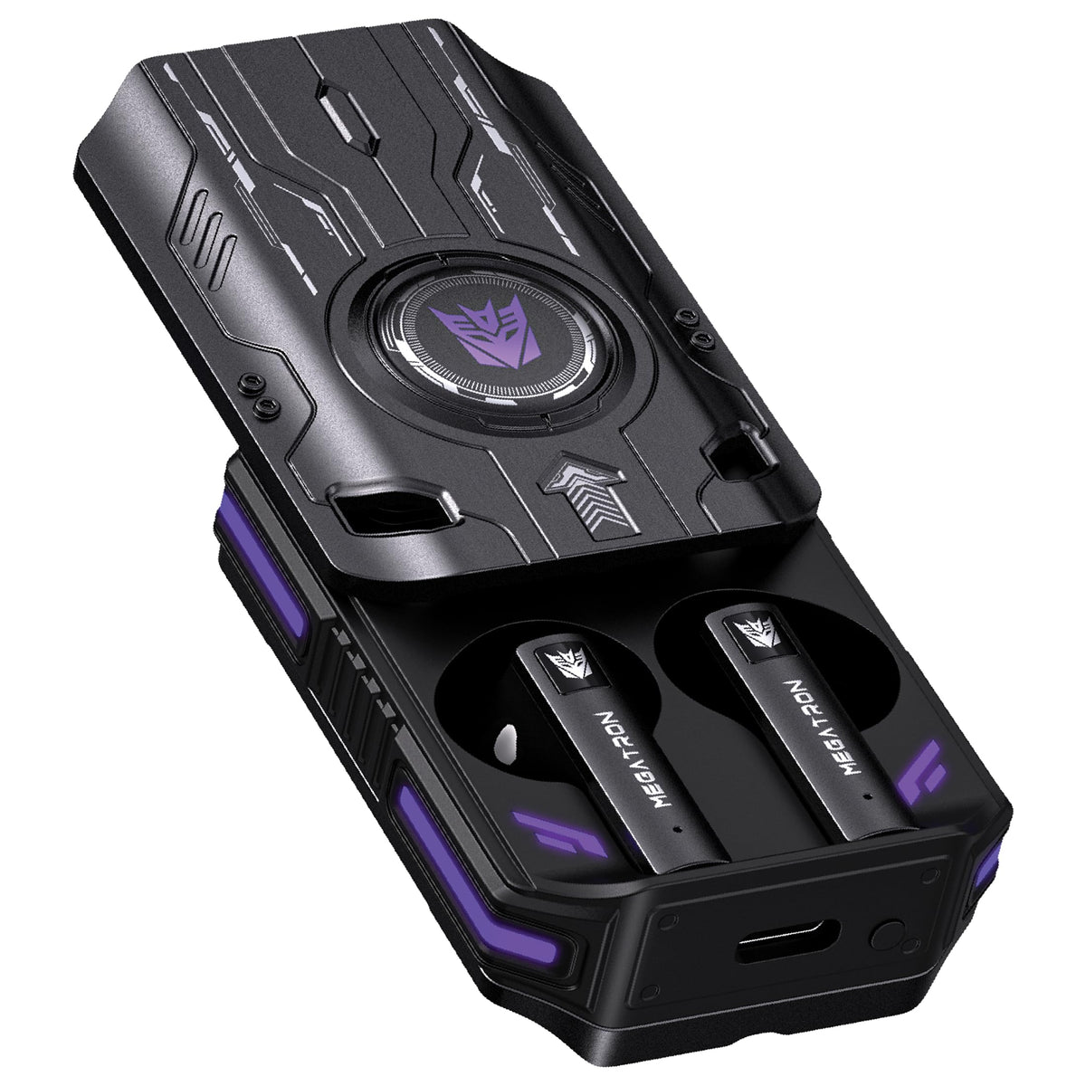 Transformers T76 case front showcasing metal finish and secure closure for travel