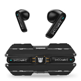 Transformers Megatron earbuds in alloy case deliver durable everyday listening.