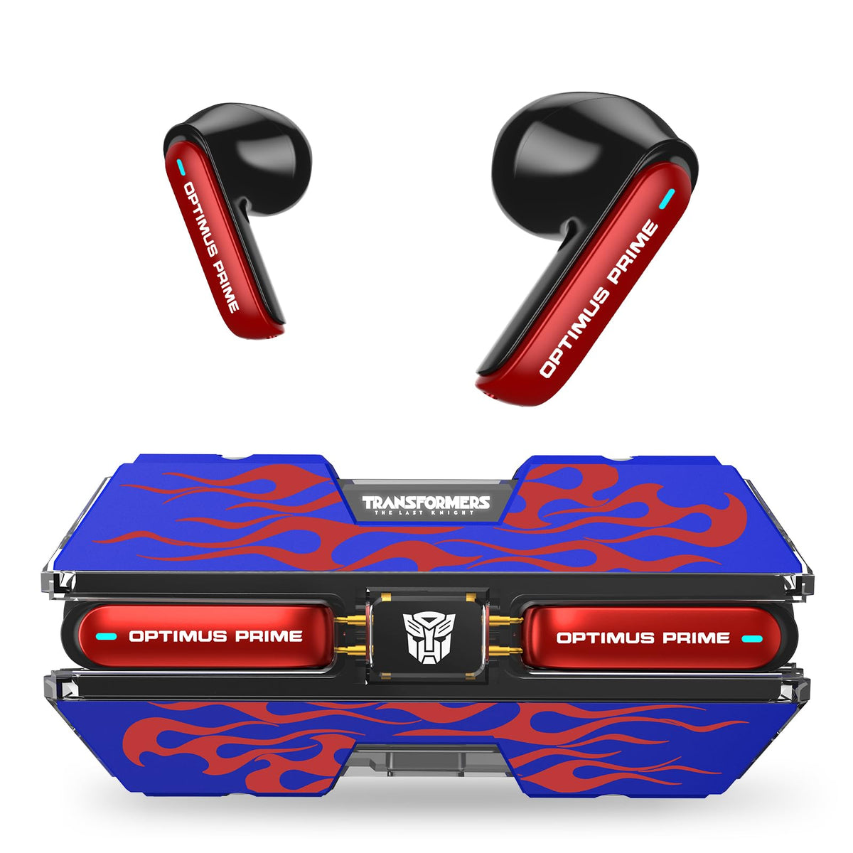 Optimus Prime headphones front view, official Transformers design for immersive listening