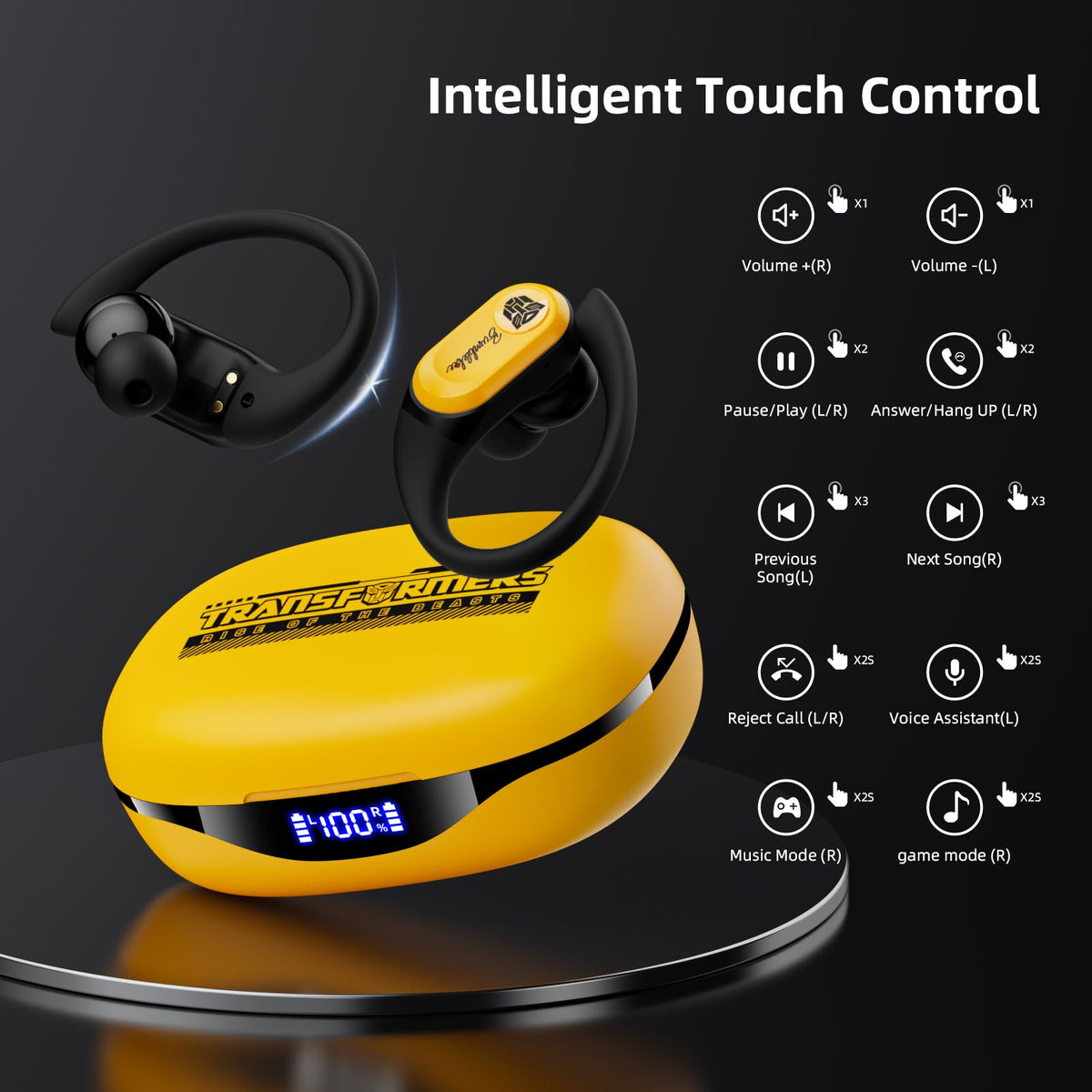 Transformers T26 Pro deep bass enhances music playback.