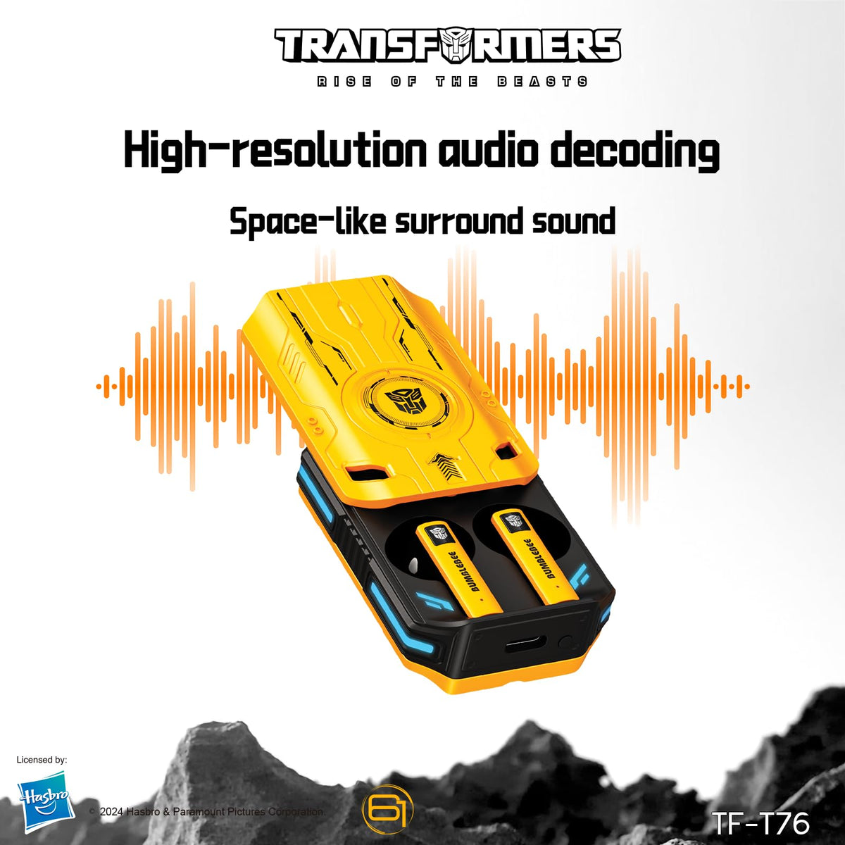 Transformers T76 earphones in low-latency game mode for synced action.