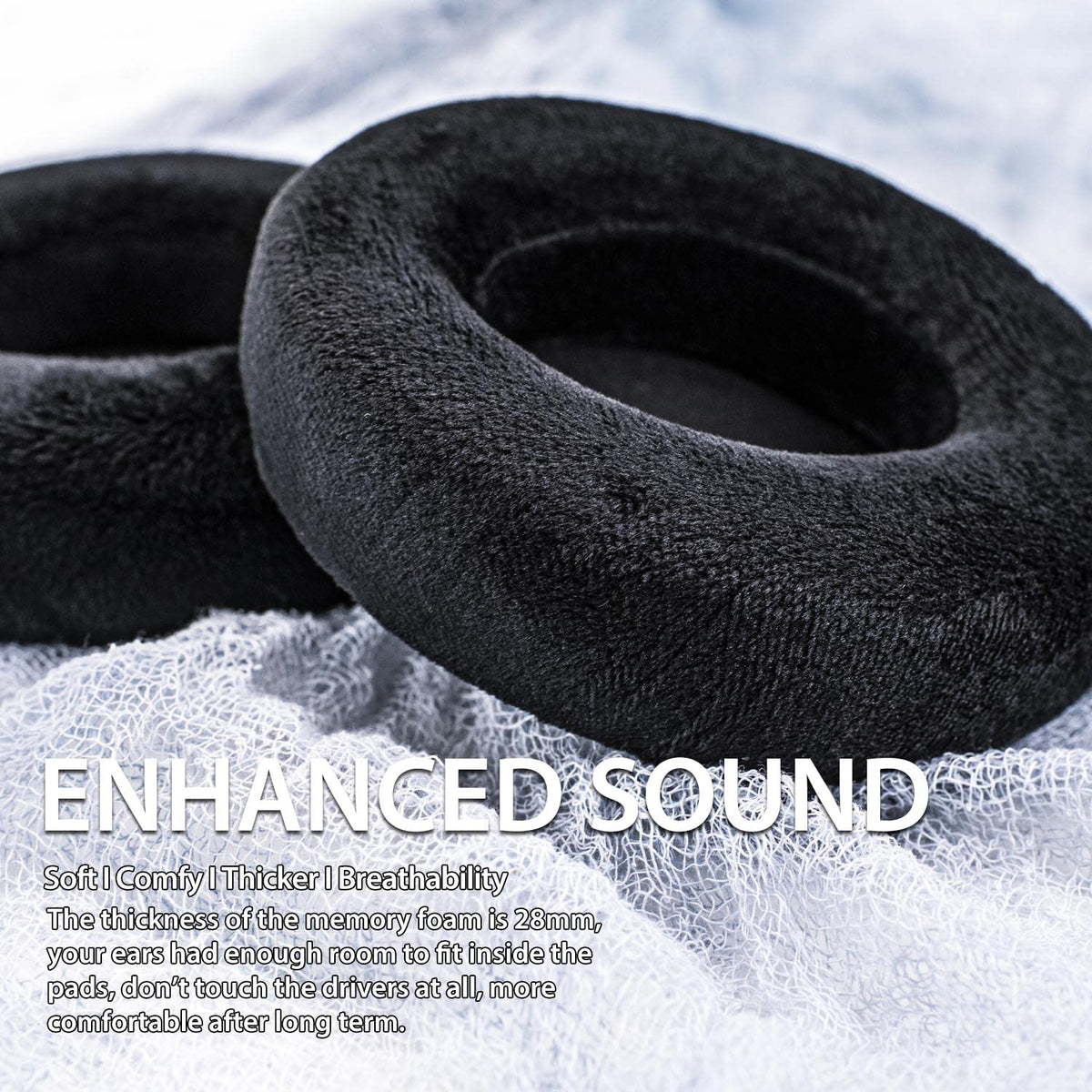 Memory foam padding compressed to fit ears on TRANSTEK Fidelio earpads