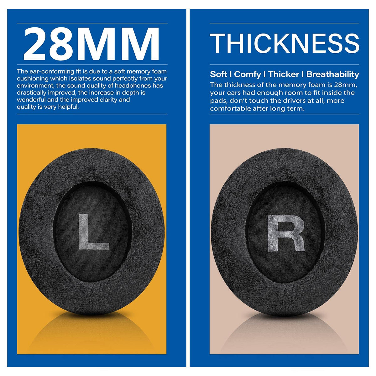 TRANSTEK SHP9500 ear pads with soft memory foam cushion for comfortable listening