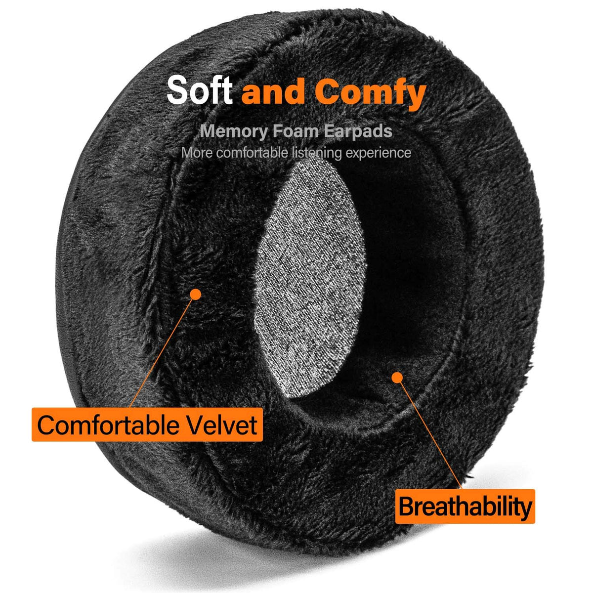 Transtek velour ear pads for ATH-AD500X ensure comfortable ear seal for long sessions.