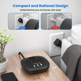 TRANSTON power strip switch-control design lets you power zones easily.