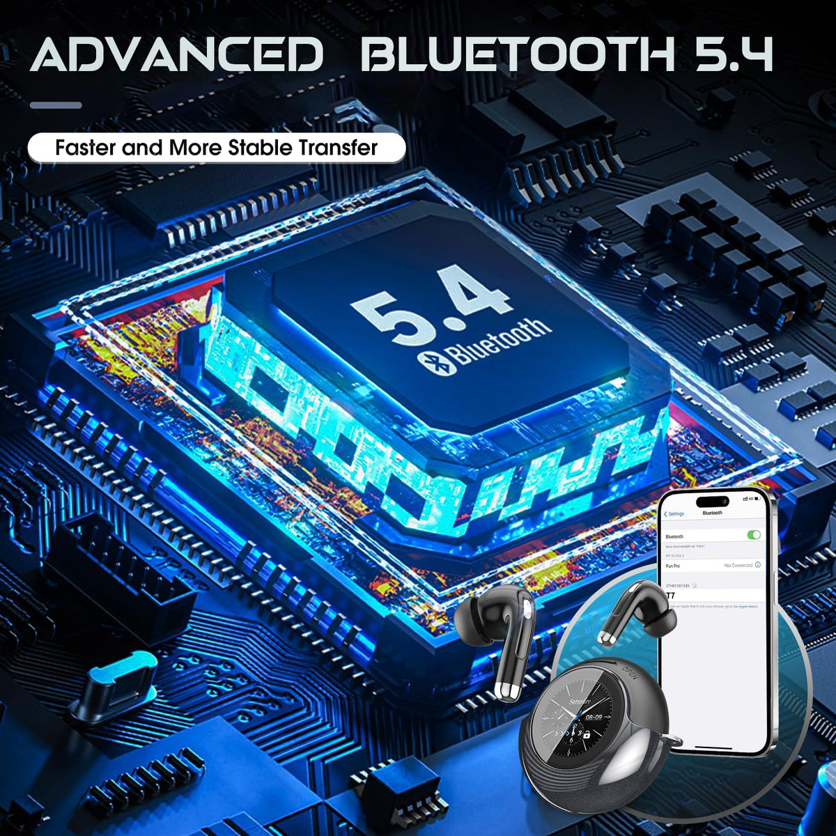 TRAUSI Bluetooth 5.4 earphones with stable wireless connection