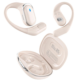 TRAUSI Open Ear Buds with charging case for convenient on-the-go listening.