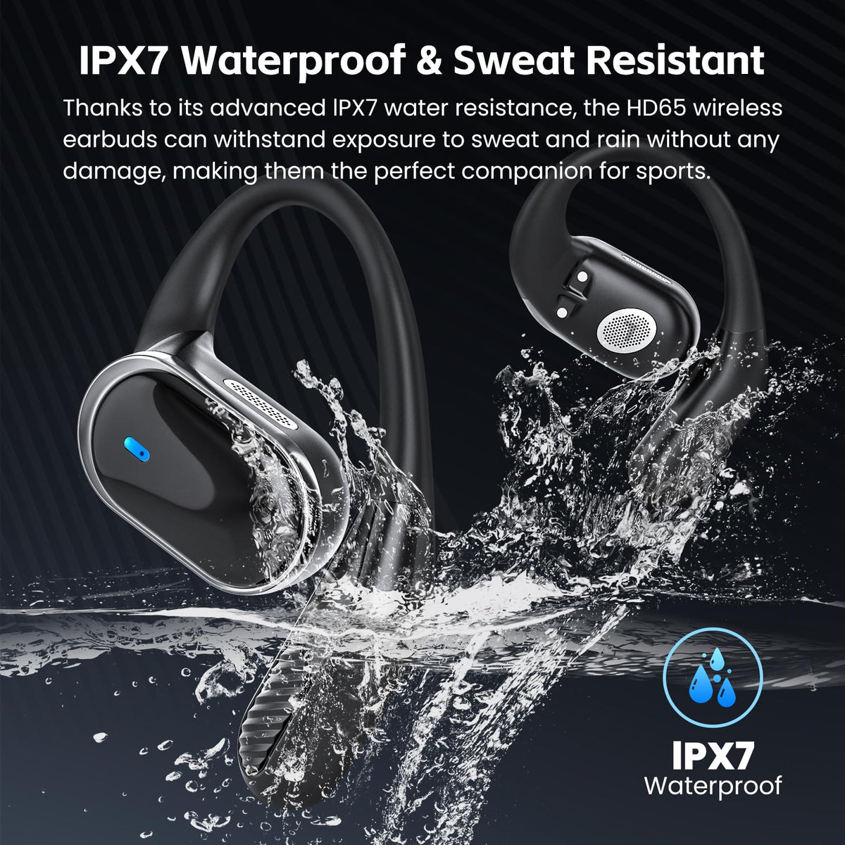 TRAUSI open-ear earbuds deep bass and wide soundstage.