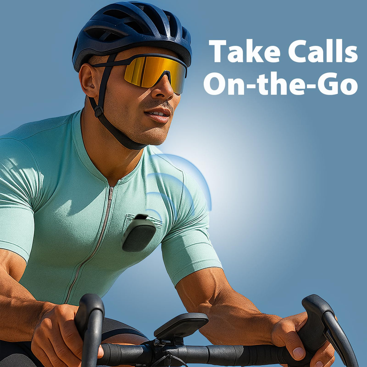 Travel Depot clip-on speaker ideal for golf, hiking, and jobsite tasks.