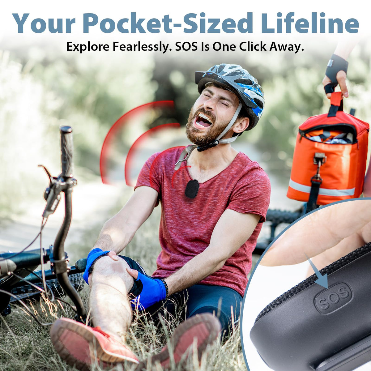Travel Depot portable clip-secured speaker attached to a belt or bag.