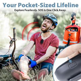Travel Depot portable clip-secured speaker attached to a belt or bag.