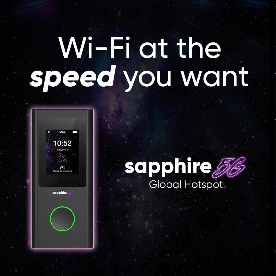 TravelWiFi Sapphire 5G connected to multiple devices, stable sharing.