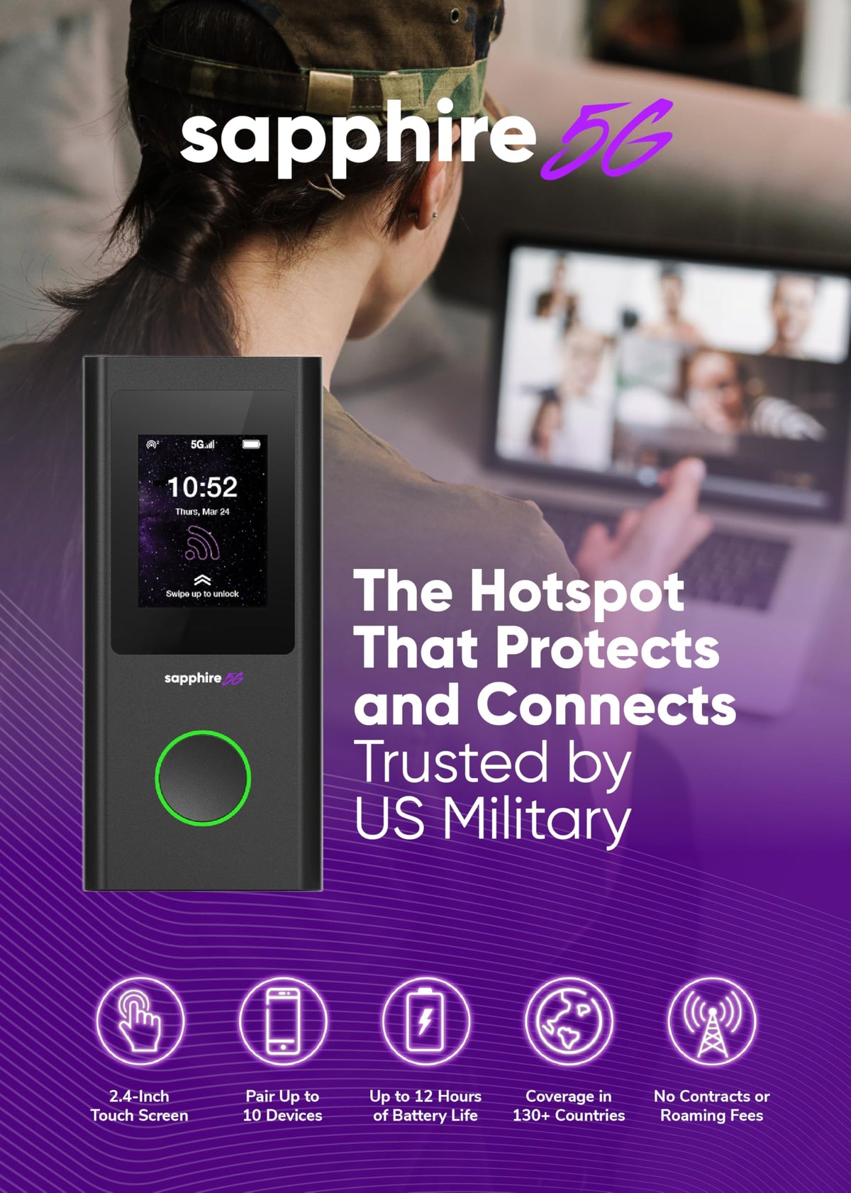 TravelWiFi Sapphire 5G on-the-go setup, portable travel companion.