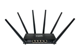 TravlFi JourneyXTR router in RV usage during travel, multi-network connectivity.
