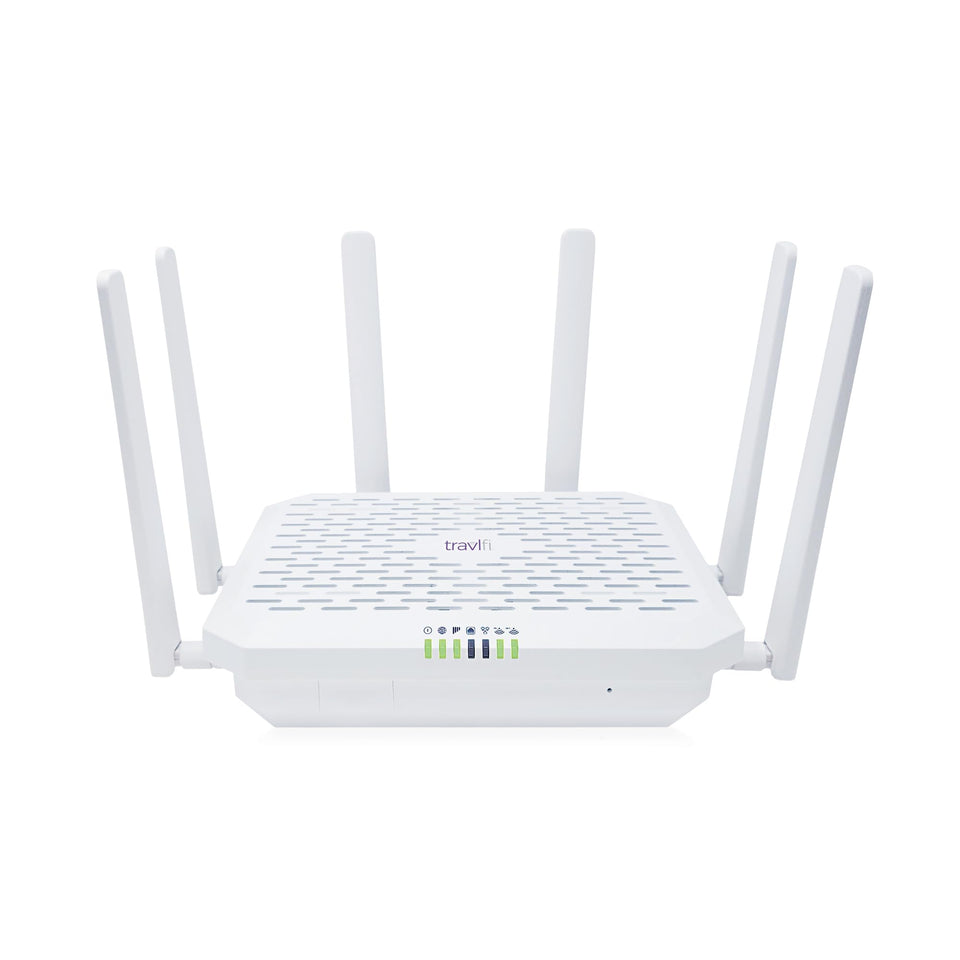 TravlFi XTR Pro 5G Router front view for on-the-road connectivity