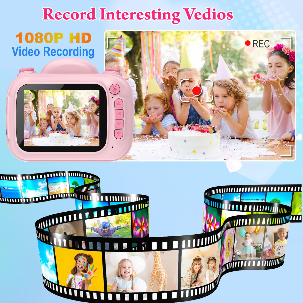 Trayoo kids camera printing action, instant B&W prints in one second.