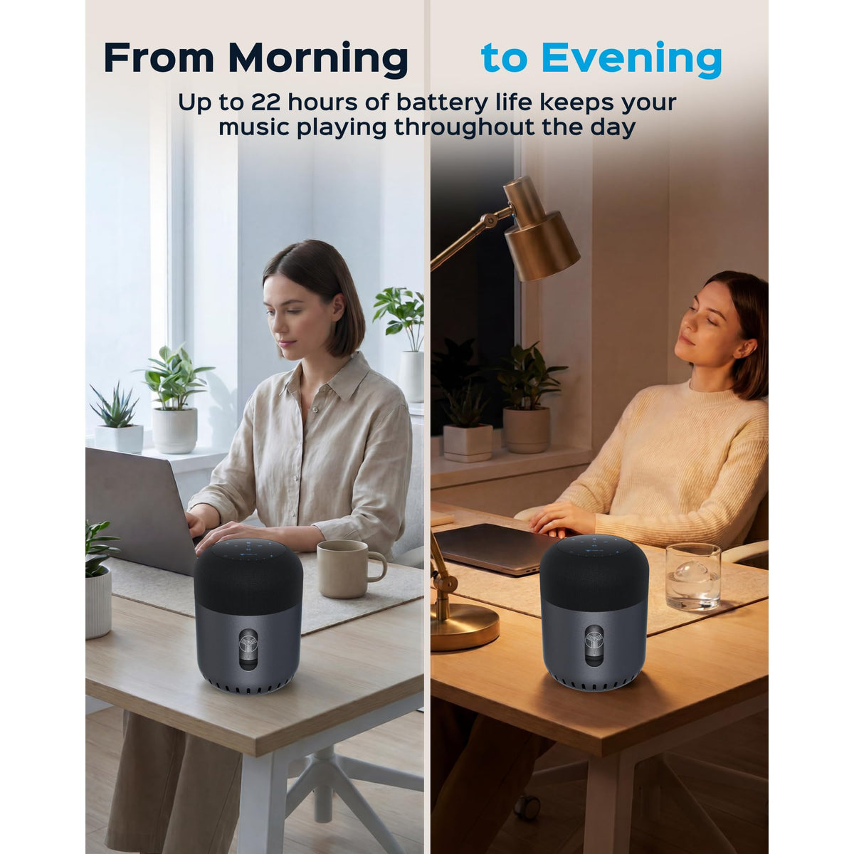 TREBLAB HD-360 Pro paired with smartphone via NFC for instant connection and convenient playback