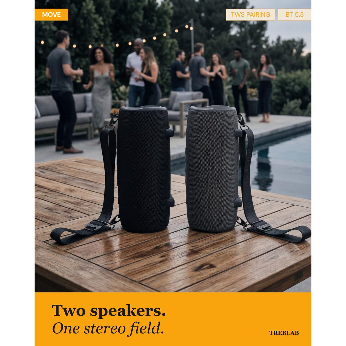TREBLAB HD-Max included-accessories lists strap, cables, and bottle opener