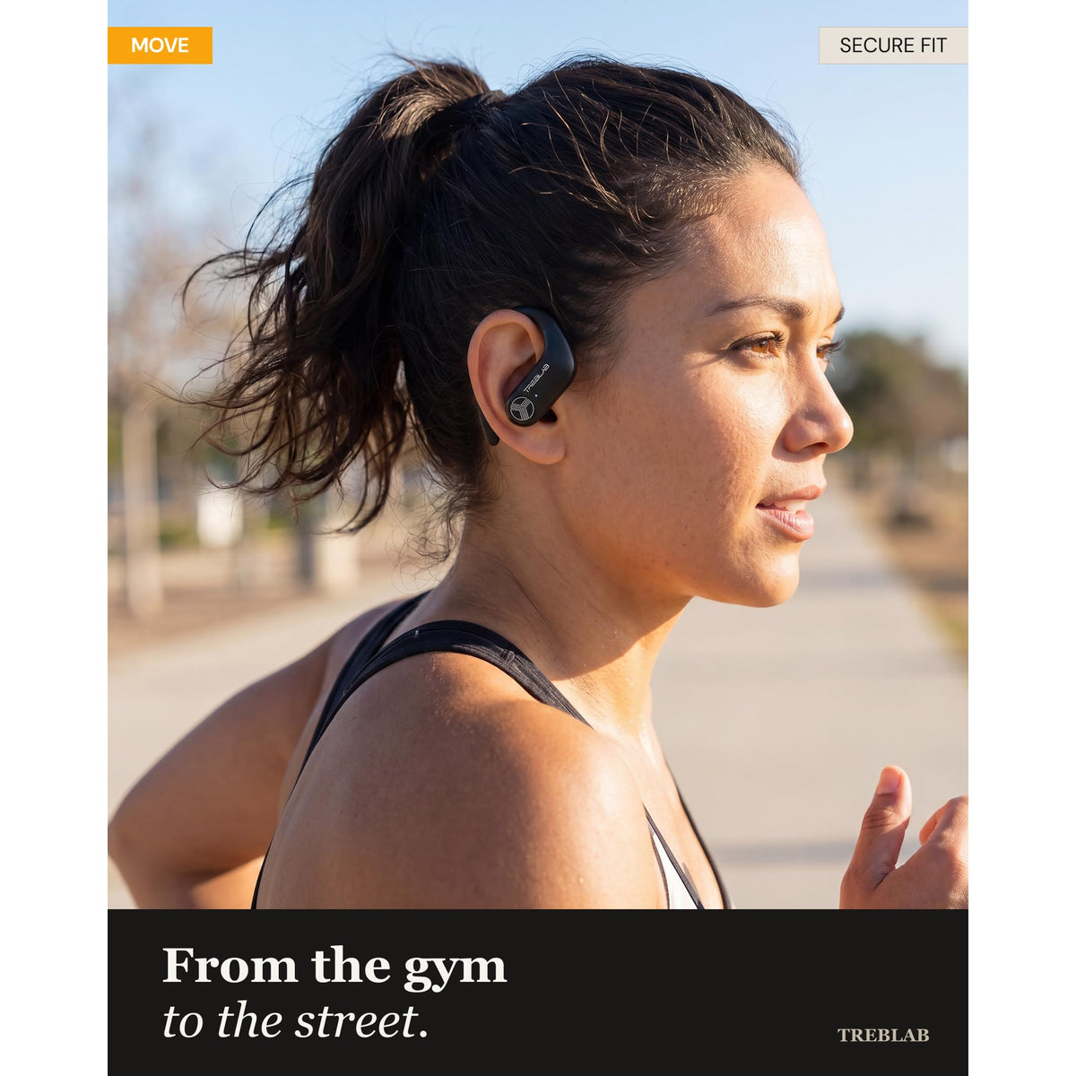 TREBLAB X3 Pro 14.2mm dynamic drivers deliver punchy bass and clear highs during workouts.