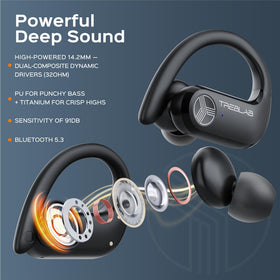 TREBLAB X3-Pro earbuds in-ear on runner demonstrating stability