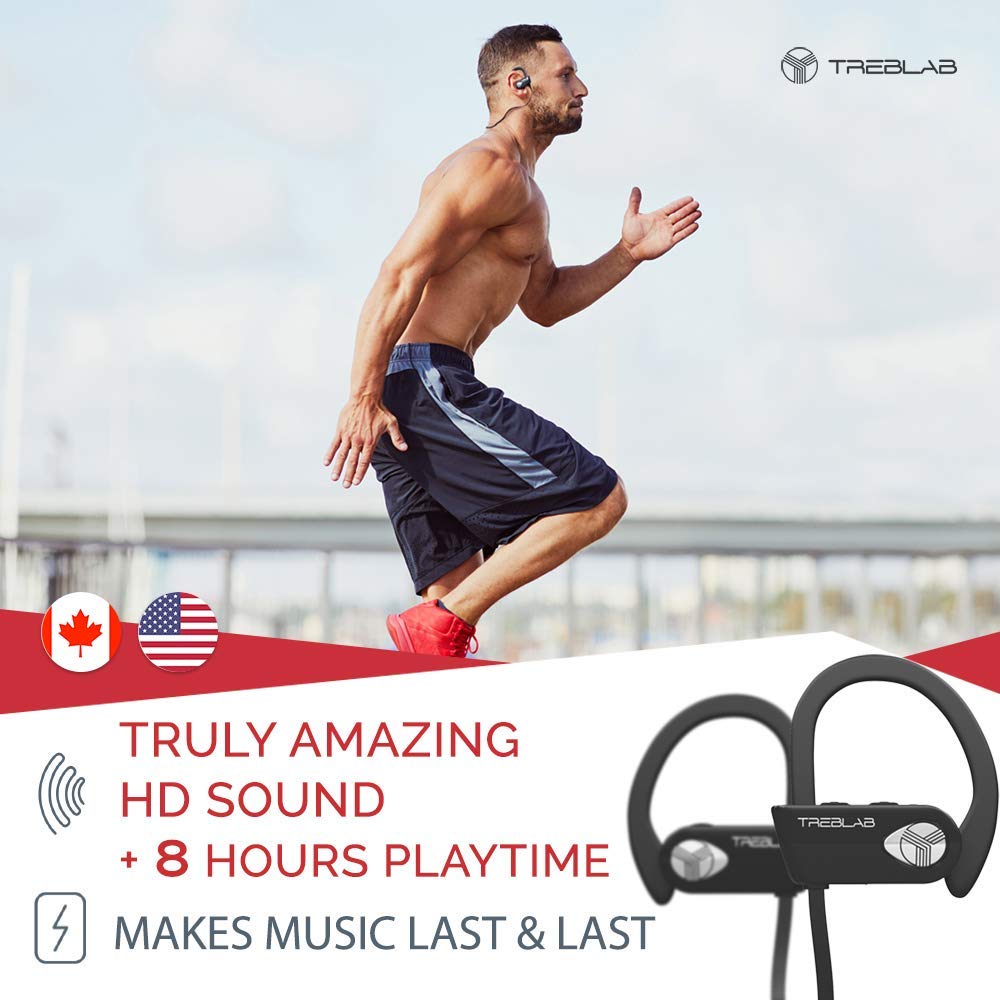 TREBLAB XR500 with XDrop ear-hooks stays secure during intense runs