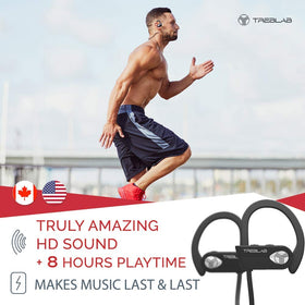 TREBLAB XR500 with XDrop ear-hooks stays secure during intense runs