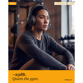 TREBLAB Z2 hybrid ANC visual showing noise cancellation benefits in noisy environments.