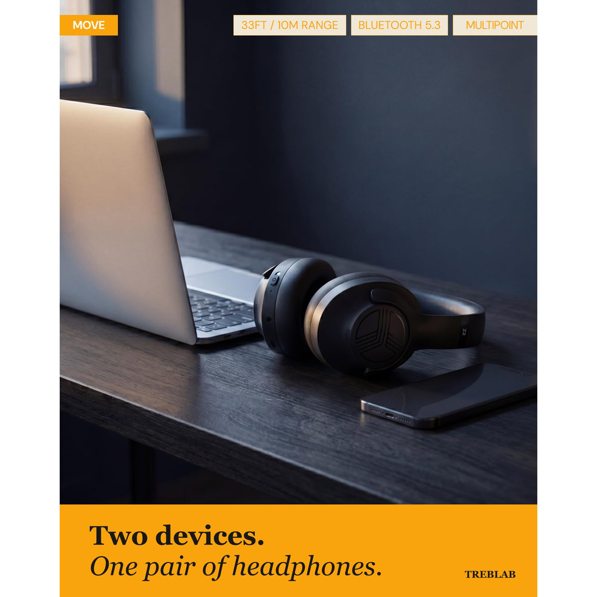 TREBLAB Z2 travel case enabling compact packing and protection.