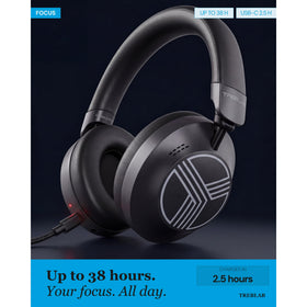 Foldable TREBLAB Z7-Pro design with carrying case for portability.