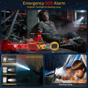 Trecol portable emergency radio highlighting compact design for portability.