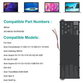 TREE.NB AC14B18J battery packaged for easy replacement in Acer laptops