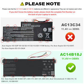 TREE.NB AC14B18J battery side label shows voltage and capacity for quick checks